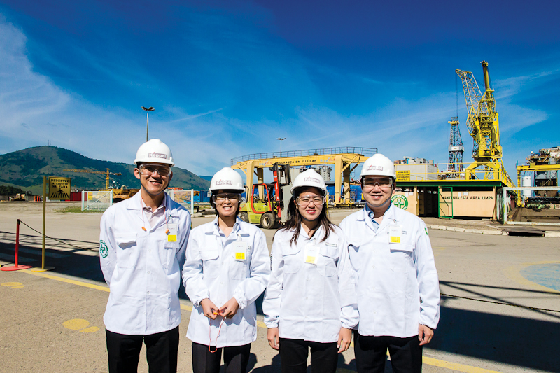 (From right) EMD officers Oeij Ek Siang and Valerie Yuen, with colleagues from the Ministry of Foreign Affairs and the Economic Development Board