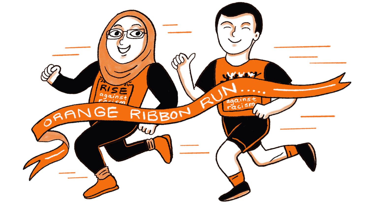 The greater Orange Ribbon Movement comprises runs, walks, and other events as a stand against racism. 