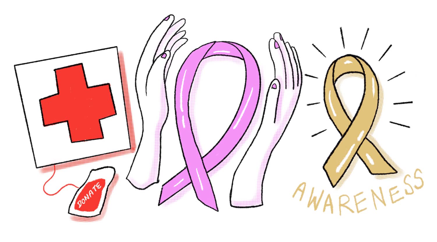 These symbols are most closely associated with the Red Cross Singapore, Breast Cancer Foundation and Children’s Cancer Society.