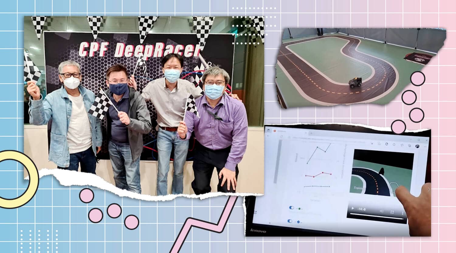 Winston and his team members at the DeepRacer competition organised for senior leaders.