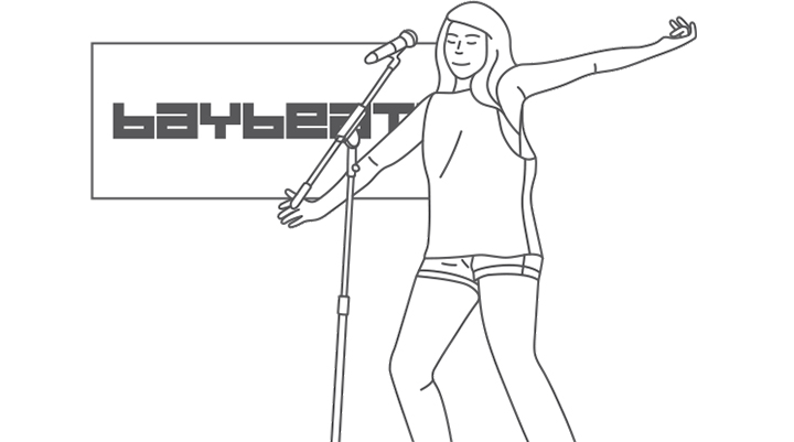 illustration of woman singing at Baybeats