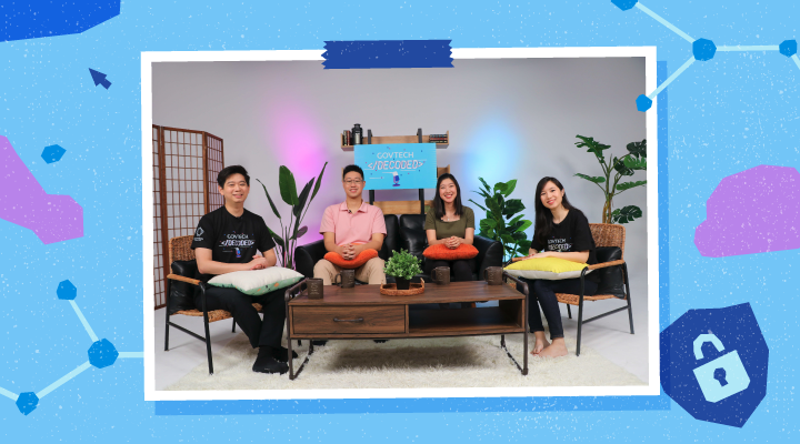 the-gitsir-team (L-R) GovTechies Andre Ng (Anti-Scam Products Team), Bryan Koh, Chloe Lim (Anti-Scam Products Team), and host Alicia Lee (Design Practice)