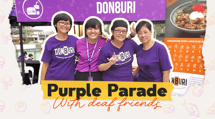 Oh Wei Ting at Purple Parade with deaf friends.