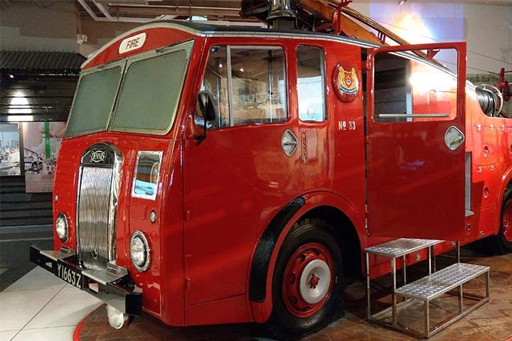 Visitors to the Civil Defence Heritage Gallery can climb into the driver’s cabin of the Dennis F12 fire engine.