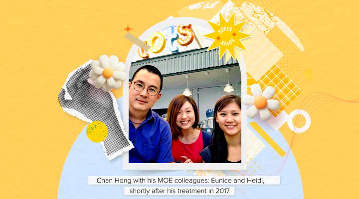 Chan Hong with his MOE Colleagues: Eunice and Heidi